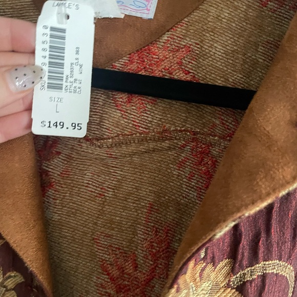 NWT Vintage Panhandle Slim Tan and Red Floral Tapestry Jacket - Picture 6 of 13